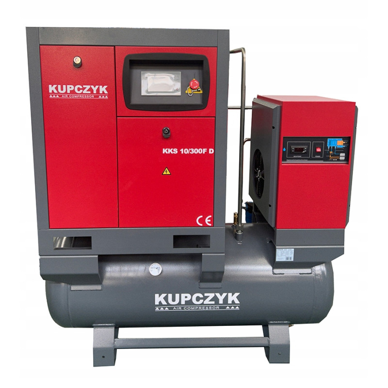 Kompresor śrubowy Kupczyk KKS 10/300 FD 950 l/min 7,5 KW Falownik Osuszacz