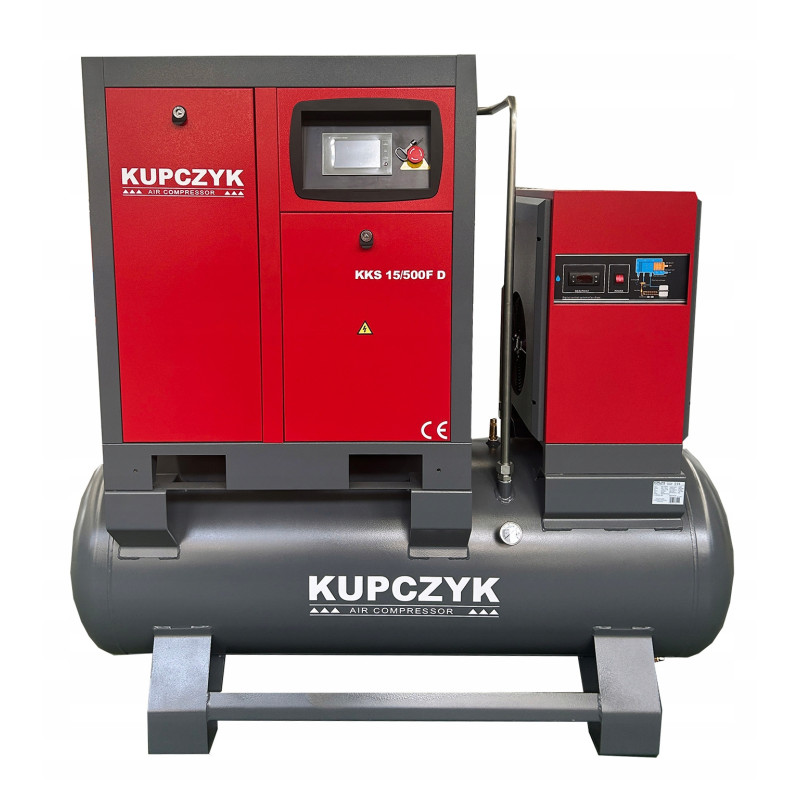 Kompresor śrubowy Kupczyk KKS 15/500 FD 1500 l/min 11 KW Falownik Osuszacz