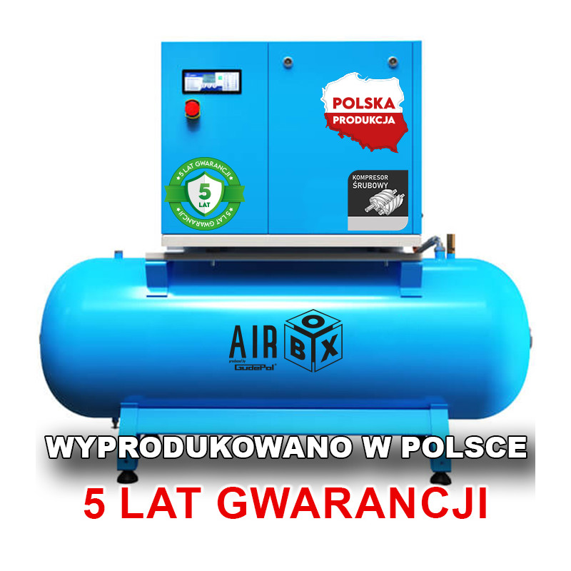 Kompresor śrubowy sprężarka 270l 7,5kW 900/min 10bar 400V 68dB  5LAT GW