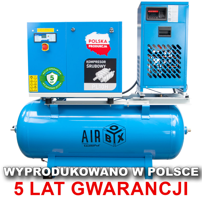 Kompresor śrubowy z osuszaczem  270L 7,5kW 900/min 10BAR  5LAT GW ISO8573-1