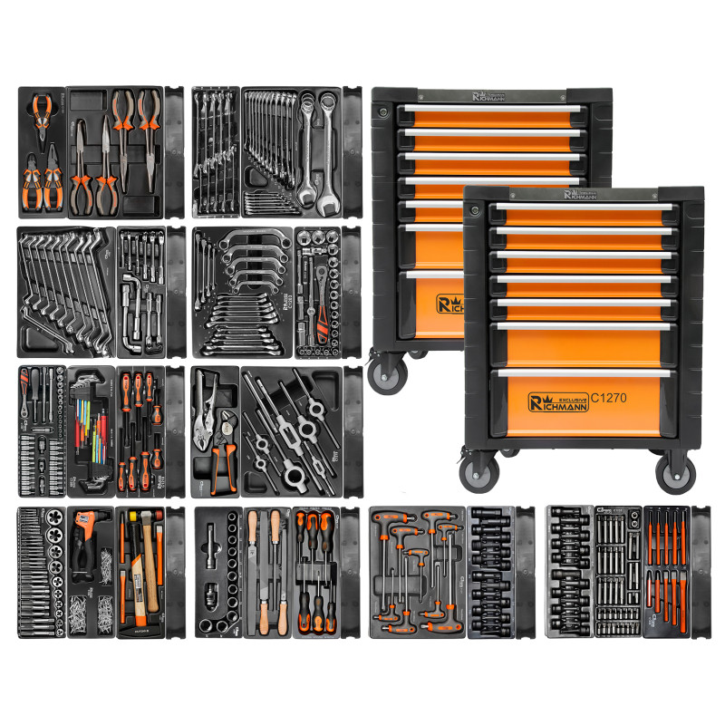 2x Szafka narzędziowa wózek z wyposażeniem 630el 7 szuflad Richmann C2274
