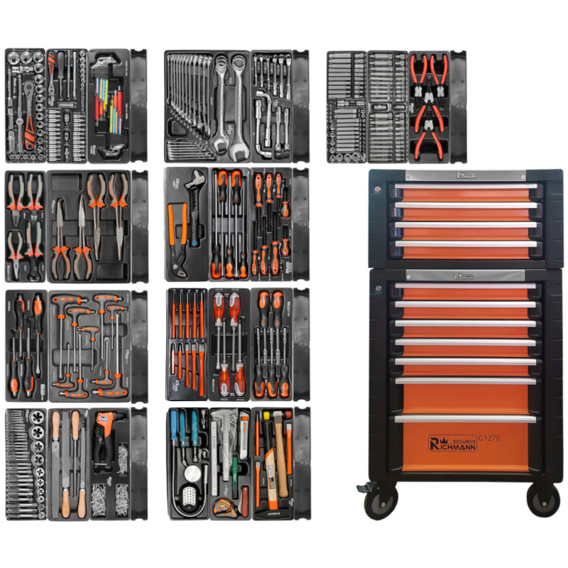 Wózek narzędziowy szafka 11 szuflad nadstawka 690 elementów Richmann C2276