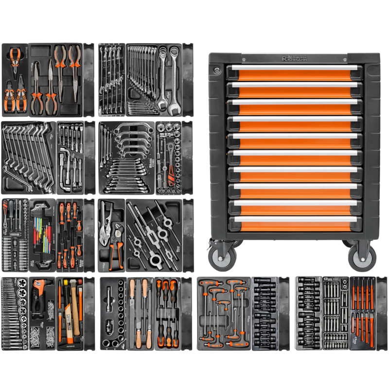 Szafka narzędziowa wózek z wyposażeniem 630 ele 10 szuflad Richmann C2273